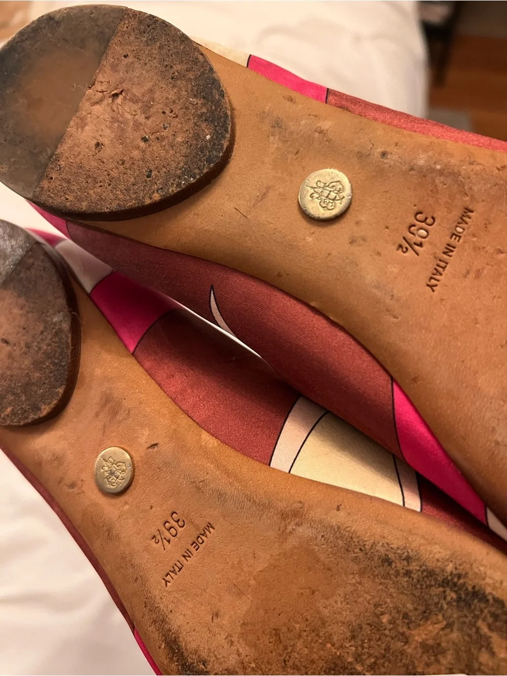 Emilio Pucci Pink Silk Multi-Color Embellished Ballet Flats